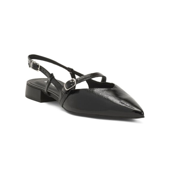 BOTTERO Black Made In Brazil Patent Leather Slingback Flats - Picture 1 of 2
